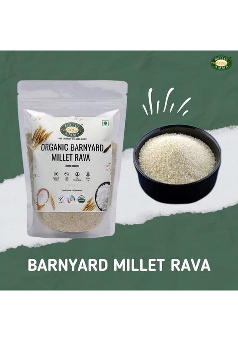 Millet Amma Certified Organic Barnyard Rava 1000 Gms ( Sujji ) | Stone Ground Healthy Diet Food Suitable For Multiple Recipes Upma , Idly Gluten Free, High Fiber, No Preservatives