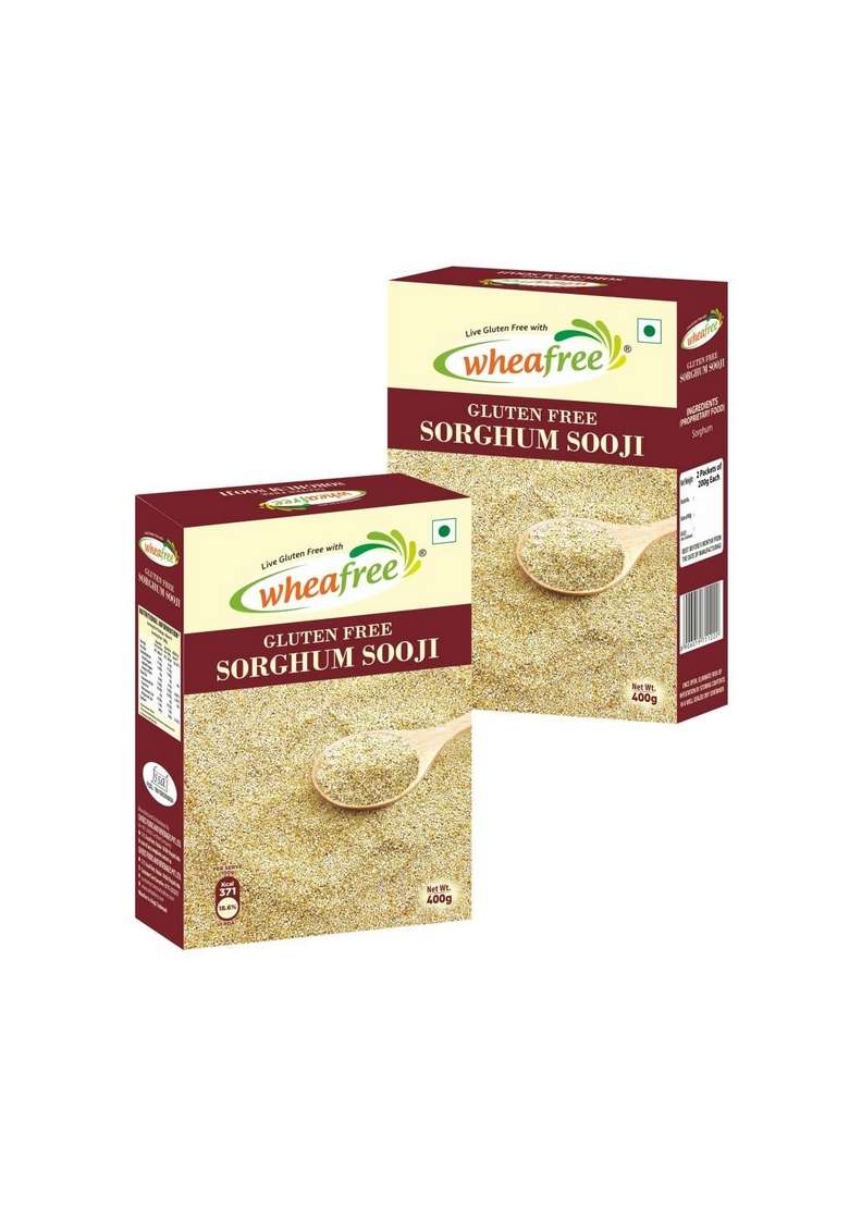 Wheafree Gluten Free Sorghum Sooji (Pack Of 2 X 400G Each) | Rich In Vitamins, Iron, Minerals & Micronutrients Fiber And Protein Diabetic Friendly - Indya