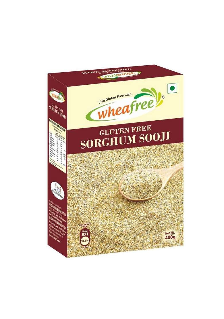 Wheafree Gluten Free Sorghum Sooji (Pack Of 2 X 400G Each) | Rich In Vitamins, Iron, Minerals & Micronutrients Fiber And Protein Diabetic Friendly - Indya