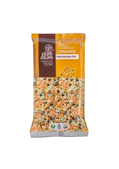 Phalada Pure & Sure Organic Pancharatna (Mix) Dal 500G | 100% Pulses With High Protein Other Health Benefits Unpolished Unadulterated Chemical Free| Patented Steam Sterilized