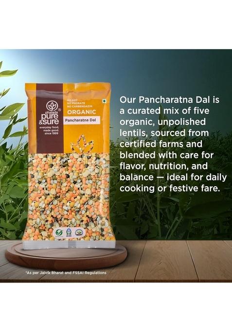 Phalada Pure & Sure Organic Pancharatna (Mix) Dal 500G | 100% Pulses With High Protein Other Health Benefits Unpolished Unadulterated Chemical Free| Patented Steam Sterilized
