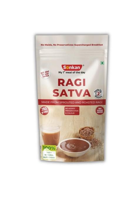 Sonkan Ragi Satva | Sprouted & Roasted Malt Nachni Rich In Calcium, Iron Fiber, Gluten-Free "Sprouted" And "Roasted" (For Improved Nutrition Digestibility) 100% Natural Drink Mix Easy To Cook,Healthy Eat Cereal Porridge Ready 2 Minutes 250G
