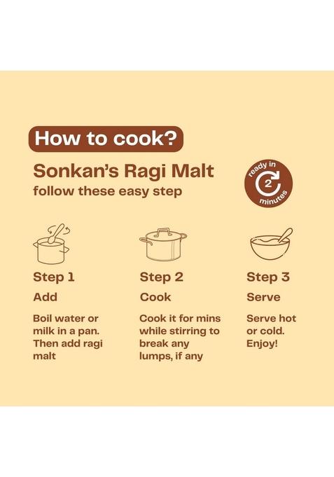 Sonkan Ragi Satva | Sprouted & Roasted Malt Nachni Rich In Calcium, Iron Fiber, Gluten-Free "Sprouted" And "Roasted" (For Improved Nutrition Digestibility) 100% Natural Drink Mix Easy To Cook,Healthy Eat Cereal Porridge Ready 2 Minutes 250G