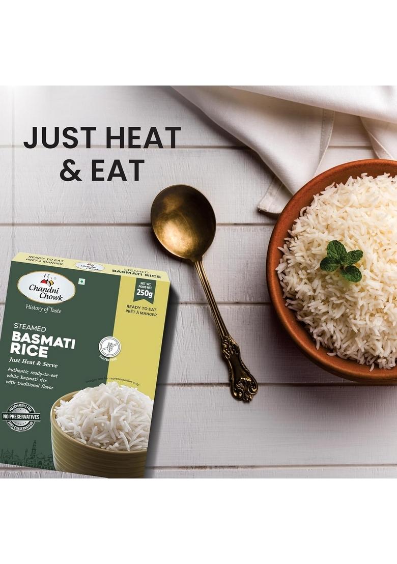 White Basmati Rice Chandni Chowk Ready To Eat Steamed | Just Heat And Serve Authentic With Traditional Flavor No Preservatives Or Artificial Colors 250 Gm Pack Of 1