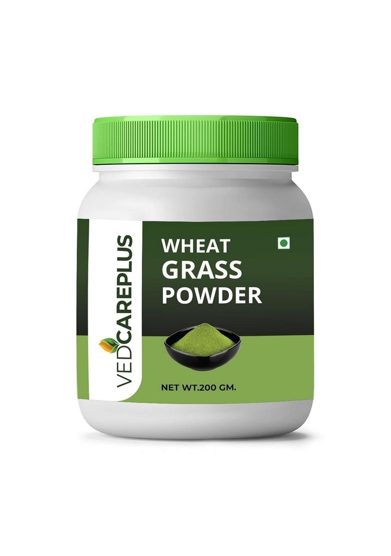 Vedcareplus Natural Wheat Grass Powder 200Gm Non-Gmo, Vegan, Superfood | Antioxidant, Energy, Detox, Immunity Booster, Skin Health For Men & Women