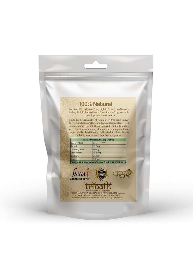 Trinath Foxtail Millet 500G | Organic Unpolished Gluten-Free Superfood High Fiber & Low Gi Grain - Indya