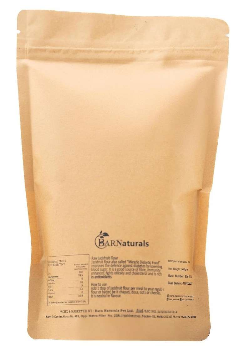 Barnaturals Trendhaven Jackfruit Flour 500 Grams|Gluten Free Atta|No Preservatives, No Trans Fats, High Fiber Food|Raw Atta - Indya