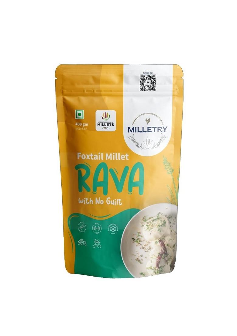Milletry Foxtail Millet Rava, Whole Grain Raw Millets, Iron Rich Food, High Protein & Fibre Instant Breakfast, Gluten Free Superfood, Millets For Idli, Upma