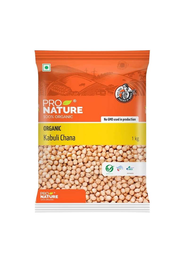 Pro Nature 100% Organic Kabuli Channa, 1Kg - Indya
