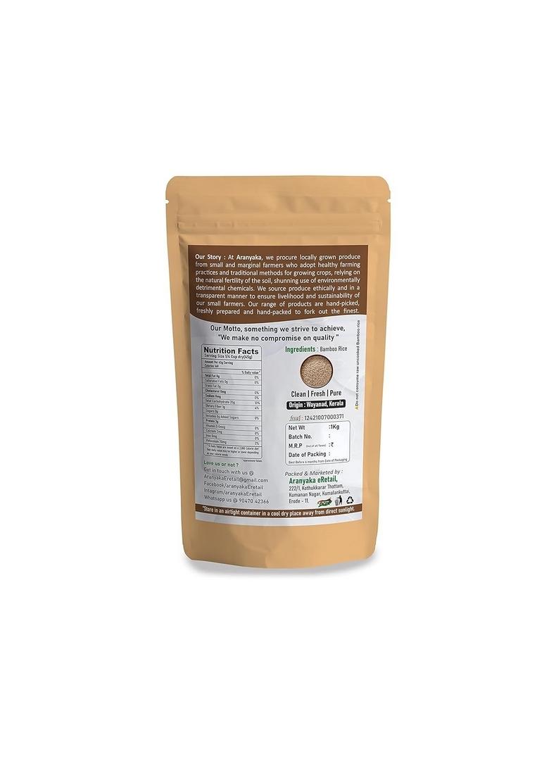 Aranyaka Kerala Wayanad Forest Wild Bamboo Rice (1000G) | Mulayari Brown Small Grain, Raw |Unpolished 1 Kg [From The Forests Of Kerala]