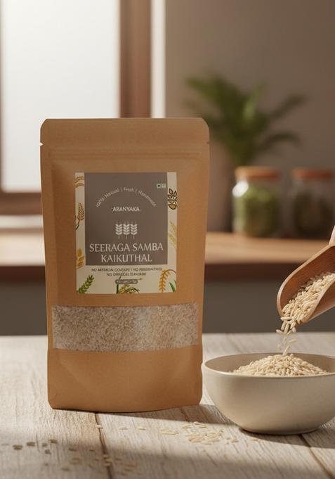Aranyaka Jeera Samba Kaikuthal Boiled Rice 1Kg (Aromatic Rice) | Small Grain Seeraga Jeerakasala Gobindo Bhog Chitti Mutyalu Biyyam Pulao Chawal Biryani - In Total