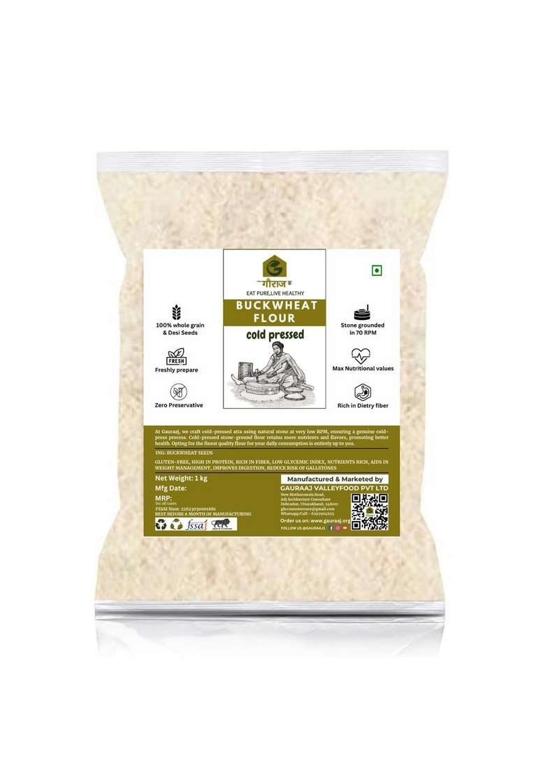 Buckwheat Flours Gauraaj Natural Stone Grounded Flour Â€“ 1 Kg | Kuttu Ka Atta Soft Fluffy Rotis Chakki Ground Naturally Gluten Free Helps To Lose Weight Perfect For Healthy Recipes Pack Of - Indya