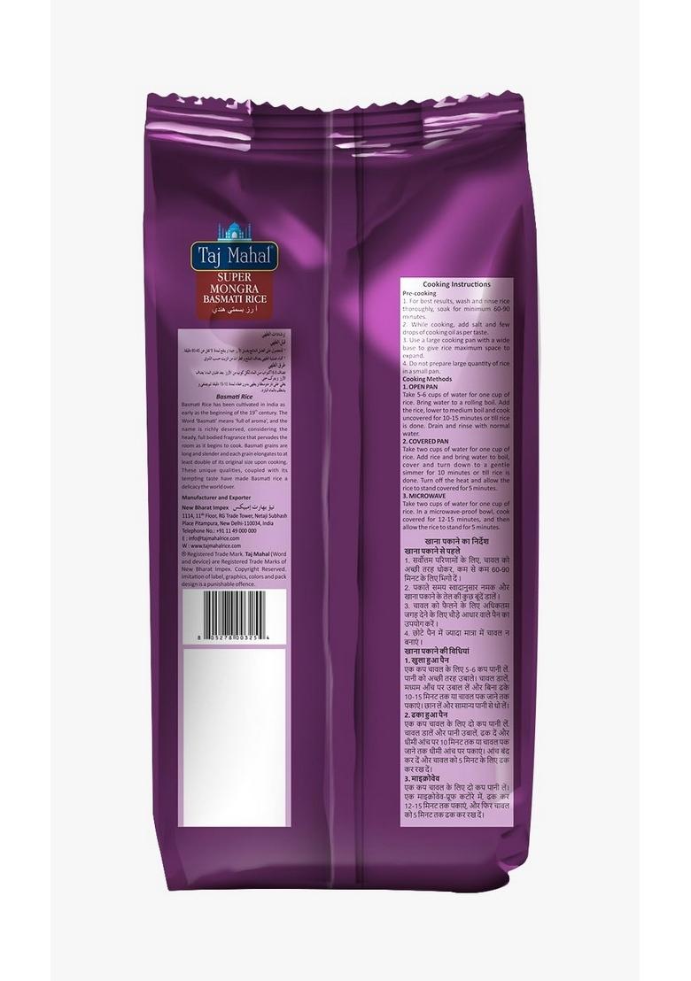 Taj Mahal Super Mongra Basmati Rice | Premium Aged Long Grain 1Kg Pack