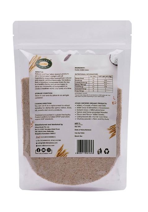 Millet Amma Certified Organic Kodo Millet Rava
