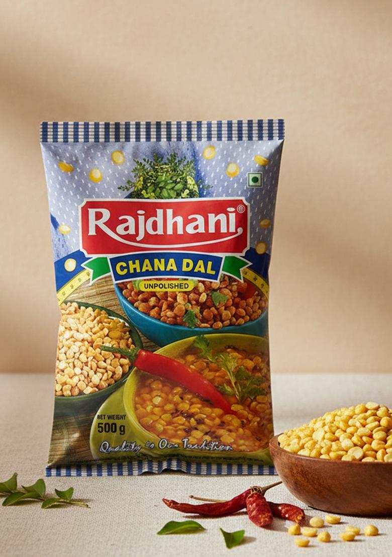 Rajdhani Chana Dal 500G | Unpolished Split Bengal Gram | Rich In Protein & Fiber | Ideal For Daily Cooking | Hygienically Packed Chana Dal 500G | Natural Taste | Trusted Indian Brand