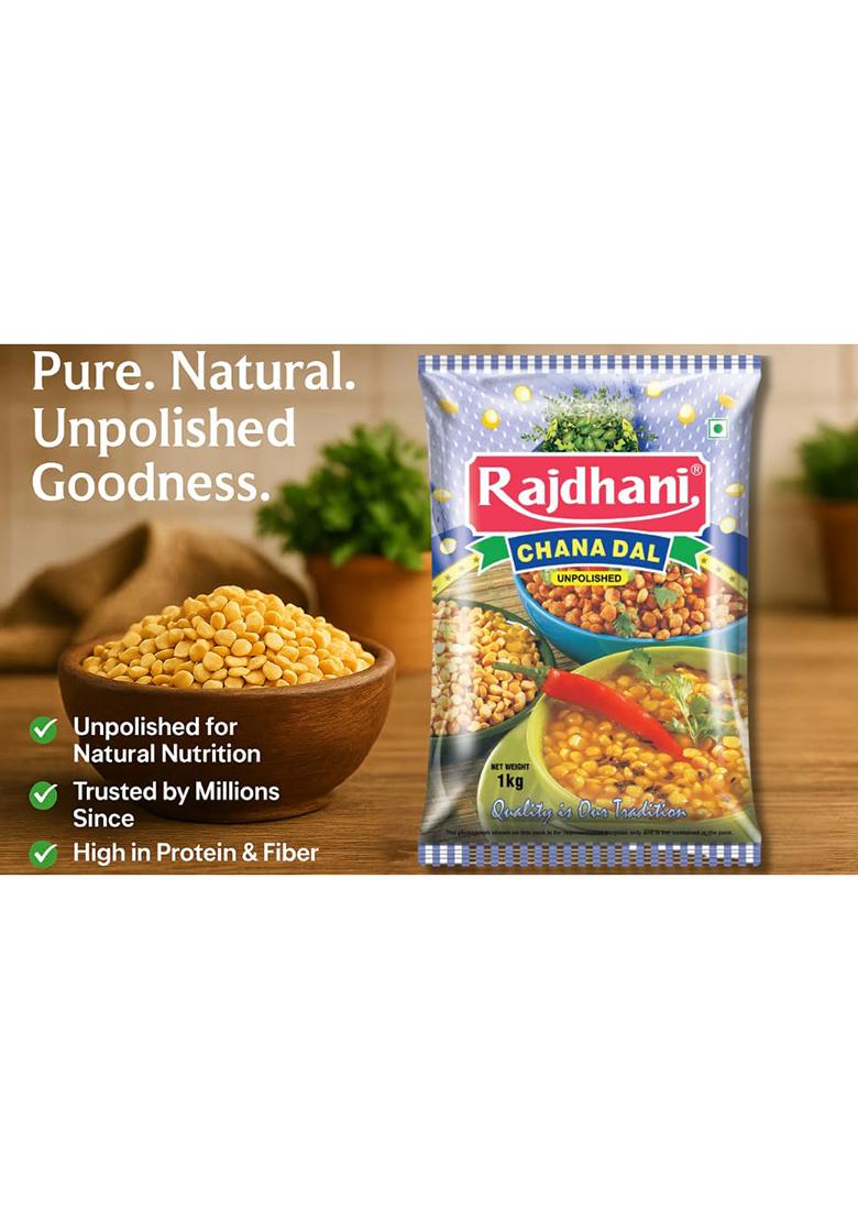 Rajdhani Chana Dal 500G | Unpolished Split Bengal Gram | Rich In Protein & Fiber | Ideal For Daily Cooking | Hygienically Packed Chana Dal 500G | Natural Taste | Trusted Indian Brand