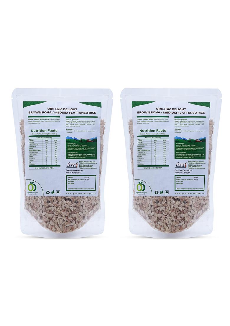 Organic Delight Thick Brown Poha 1 Kg Fresh Brown Rice Poha For Weight Loss | Nutritious Flakes Flattened Rice, Avalakki | Healthy Breakfast, Diet, Fibre Boosts