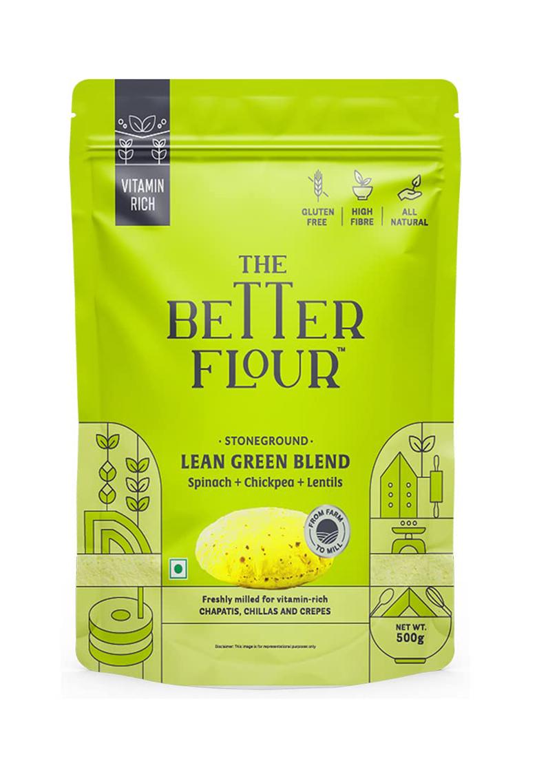 The Better Flour – Vitamin Rich Spinach Flour, Healthy Low Carb Atta | Protein & Vitamin Rich | Gluten Free Multigrain Flour | Easy To Cook Multigrain Atta (500 Gm)