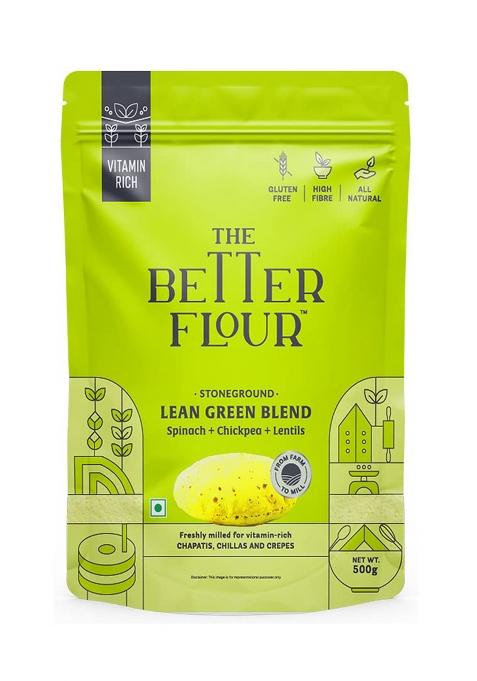 The Better Flour – Vitamin Rich Spinach Flour, Healthy Low Carb Atta | Protein & Vitamin Rich | Gluten Free Multigrain Flour | Easy To Cook Multigrain Atta (500 Gm)
