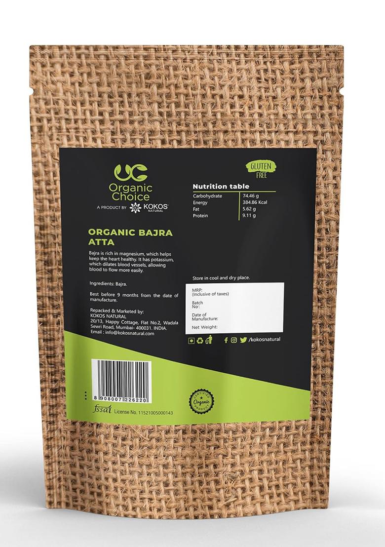 Organic Choice Bajra Atta 1Kg | Pearl Millet Flour | Organic Bajri Flour | Omega-3 | Gluten Free | High In Fiber | Rich Source Of Protein | Pack Of 1