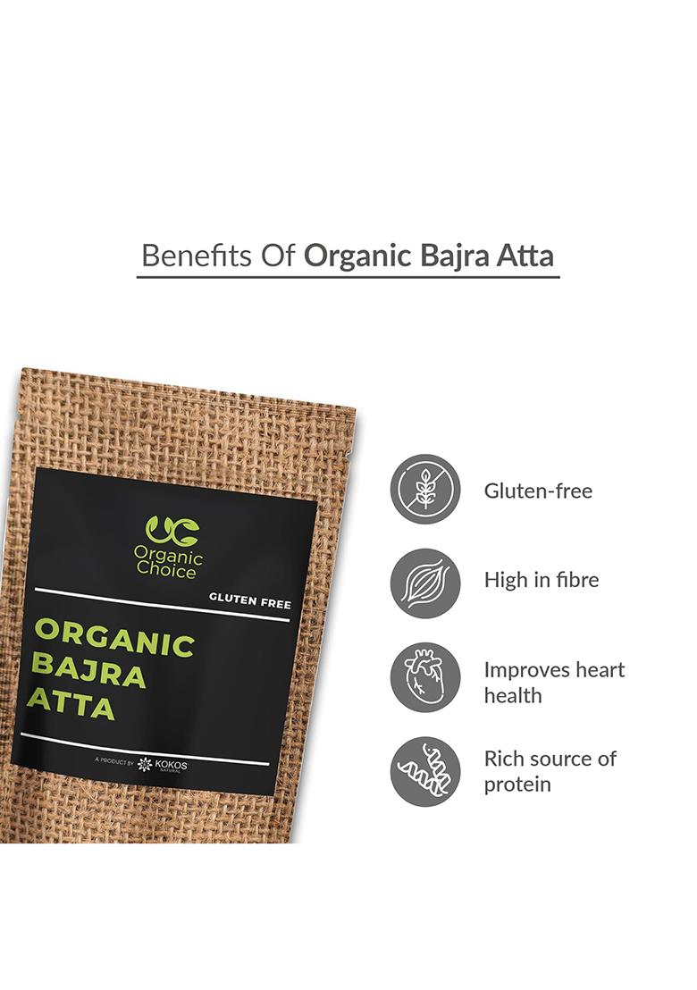 Organic Choice Bajra Atta 1Kg | Pearl Millet Flour | Organic Bajri Flour | Omega-3 | Gluten Free | High In Fiber | Rich Source Of Protein | Pack Of 1