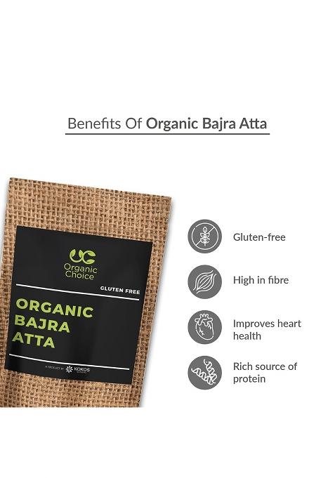 Organic Choice Bajra Atta 1Kg | Pearl Millet Flour | Organic Bajri Flour | Omega-3 | Gluten Free | High In Fiber | Rich Source Of Protein | Pack Of 1