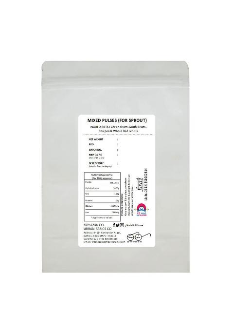 Kush Gold Mixed Whole Pulses For Sprouts/Sprouting Mix Beans (Green Gram, Moth Beans, Cowpea & Whole Red Lentils) (500G Pack)