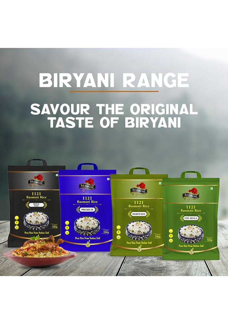 Red Rose Royal Basmati Rice 1Kg, Perfectly Aged Grain, Rich Aroma, Best Indian Basmati Rice For Biryani