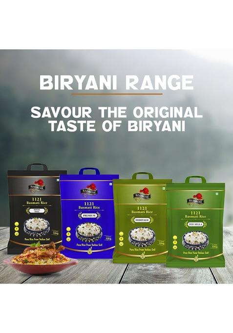 Red Rose Royal Basmati Rice 1Kg, Perfectly Aged Grain, Rich Aroma, Best Indian Basmati Rice For Biryani