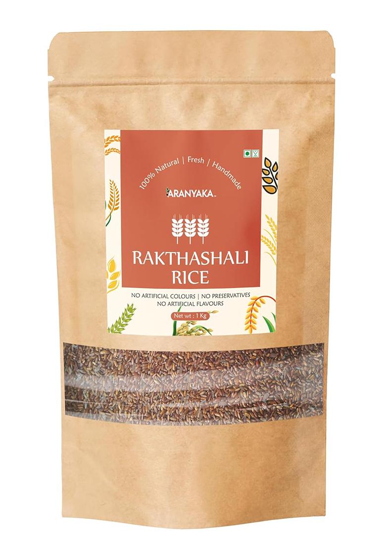 Aranyaka Red Rice | Kerala Rakthashali Raw Rice 1Kg | (Small Grain, Unpolished, Raw) | Low Glycemic Index | Source Of Iron & Minerals | Traditional Heritage Rice | Gluten-Free|1 Kg In Total