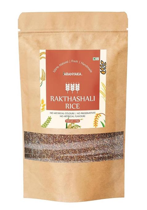 Aranyaka Red Rice | Kerala Rakthashali Raw Rice 1Kg | (Small Grain, Unpolished, Raw) | Low Glycemic Index | Source Of Iron & Minerals | Traditional Heritage Rice | Gluten-Free|1 Kg In Total