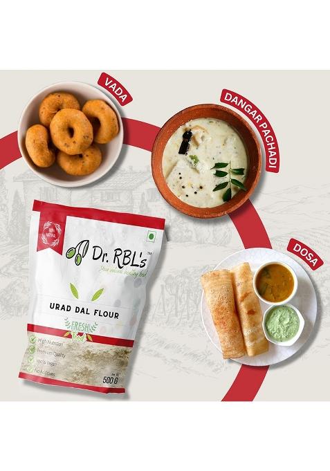 Dr. Rbl'S 100% Fresh And Natural Urad Dal Flour | Urad Dal Atta/Black Gram Flour| Nutritious And Healthy For Cooking And Baking | Pack Of 1, 500G