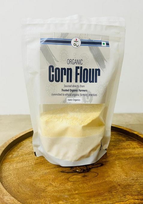 Rootz Organics Corn Flour 250G | Stone-Ground Maize Flour | Gluten-Free | 100% Natural | No Additives | Ideal For Makki Ki Roti, Baked Snacks & Gluten-Free Recipes