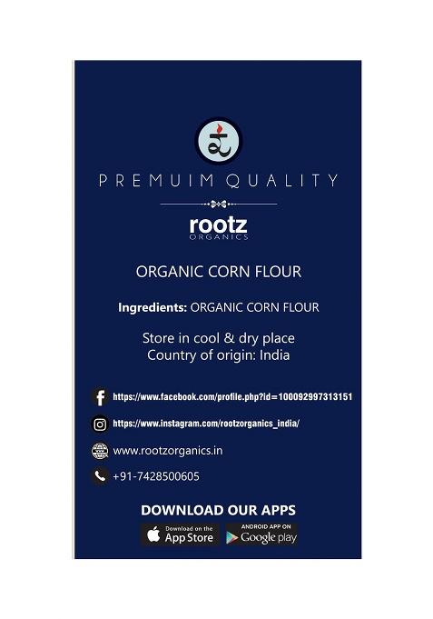 Rootz Organics Corn Flour 250G | Stone-Ground Maize Flour | Gluten-Free | 100% Natural | No Additives | Ideal For Makki Ki Roti, Baked Snacks & Gluten-Free Recipes