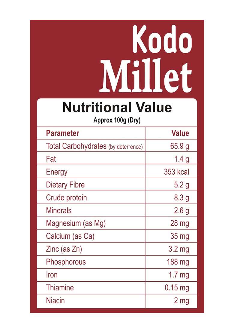 Cookery Jockey Gluten Free Millets Kodra, Varagu, Kodu, Arka 500Gm (Kodo Millet) - Indya