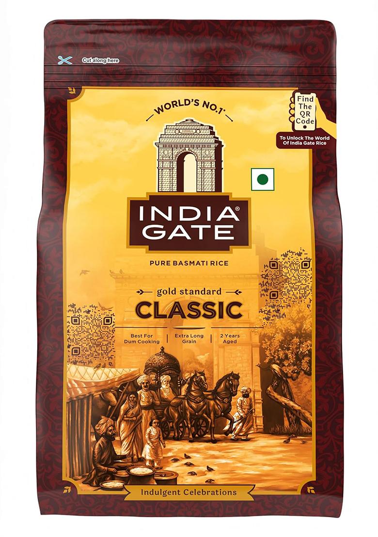 India Gate Gold Standard Classic Basmati Rice 500 Gram | 2 Years Aged | Extra Long Grains