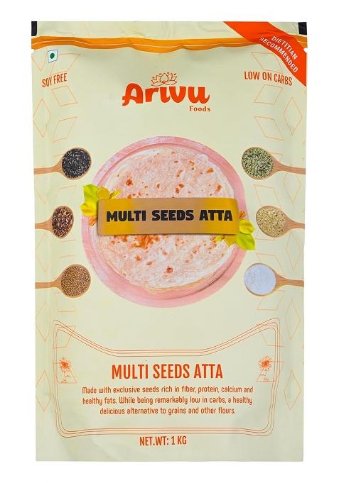 Arivu Foods Multi Seed Atta – Whole Ground Flax, Sunflower, Melon & Pumpkin Seeds – High-Fiber, Protein-Rich Diet Flour – 1Kg