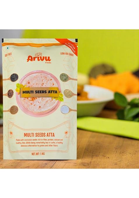 Arivu Foods Multi Seed Atta – Whole Ground Flax, Sunflower, Melon & Pumpkin Seeds – High-Fiber, Protein-Rich Diet Flour – 1Kg