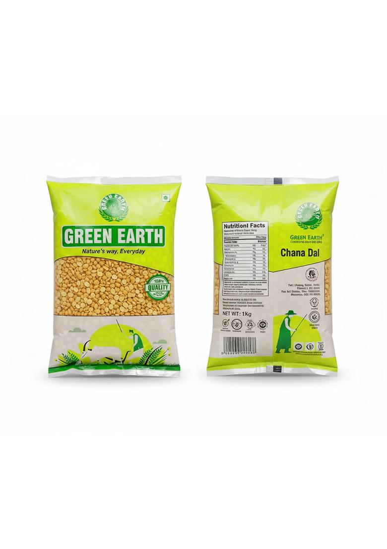 Green Earth Chana Dal 1Kg | Premium, Clean & Natural Bengal Gram Lentils