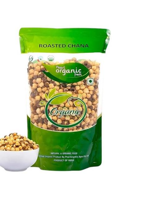 Pearl Organic Fresh Roasted Chana Desi Chickpeas Whole With Skin ( 1 Kg ) | Crunchy Healthy Snack | Vegan Gluten-Free High Protein | Authentic Traditional Bhuna Chana | Smart Protein Snack | Best Roasted Chickpeas For Making Sattu