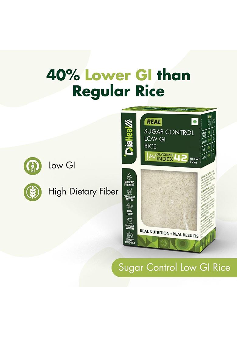 Diahealth Sugar Control Low Gi Rice For Diabetics,1 Kg, Low Glycemix Index (42) & High Protein, Taste Just Like Regular Rice, Pre-Biotic For Weight Loss, 500G Pack Of 2