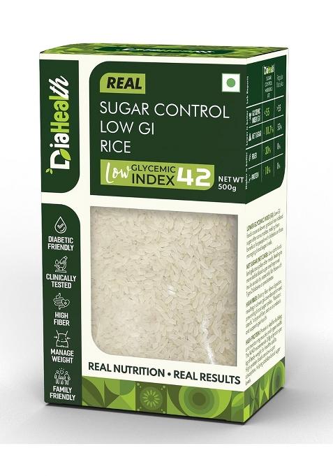 Diahealth Sugar Control Low Gi Rice For Diabetics,1 Kg, Low Glycemix Index (42) & High Protein, Taste Just Like Regular Rice, Pre-Biotic For Weight Loss, 500G Pack Of 2