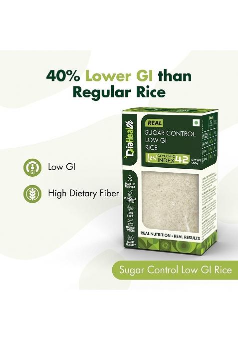 Diahealth Sugar Control Low Gi Rice For Diabetics,1 Kg, Low Glycemix Index (42) & High Protein, Taste Just Like Regular Rice, Pre-Biotic For Weight Loss, 500G Pack Of 2