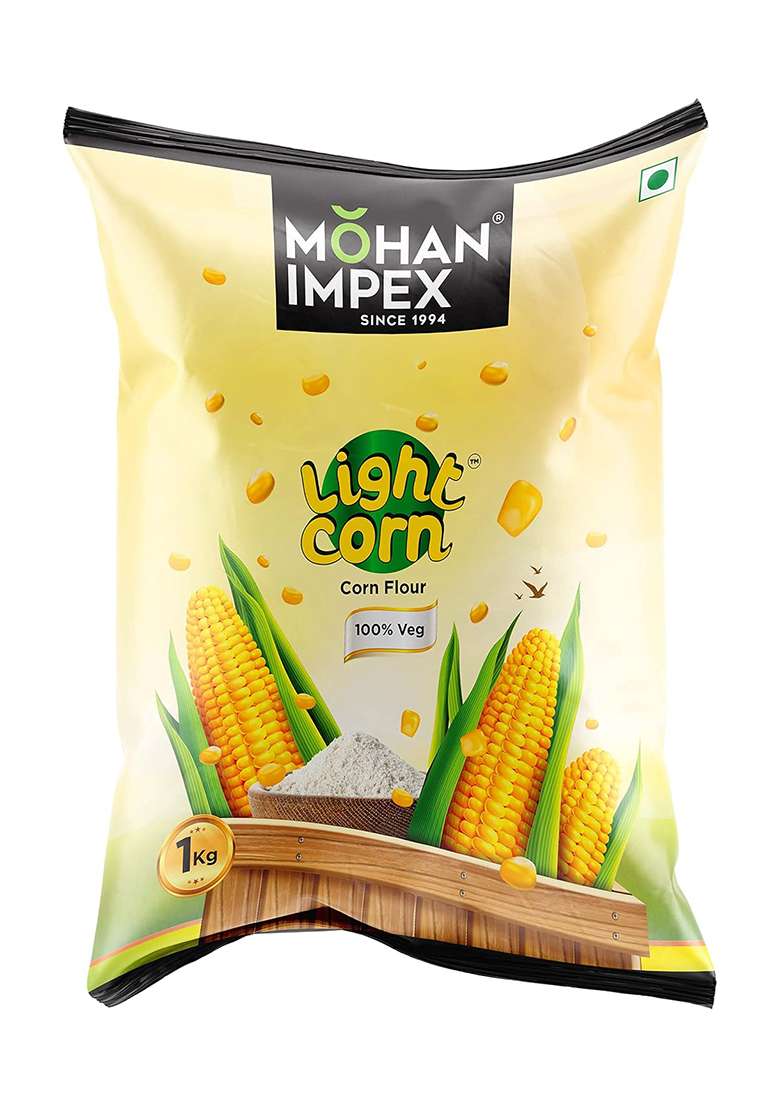 Mohan Impex Corn Flour 1Kg | Fresh Makki Maize Starch Powder | Gluten-Free & Organic | Best For Baking, Soups, Cakes & Frying | Natural Thickening Agent [Horeca Pack] - Indya