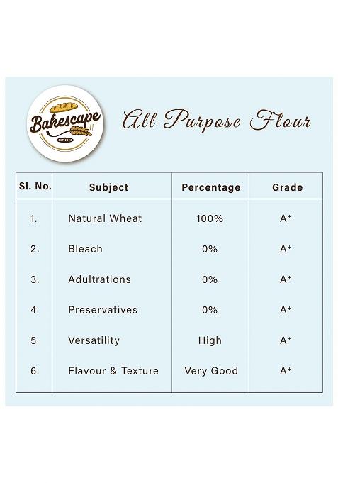 Bakescape T55 All-Purpose Flour 1Kg: Your Essential Partner For Perfect Baking Creations And Versatile Culinary Delights For Bakers, Homemakers, & Cooking Enthusiasts. Free From Preservatives.