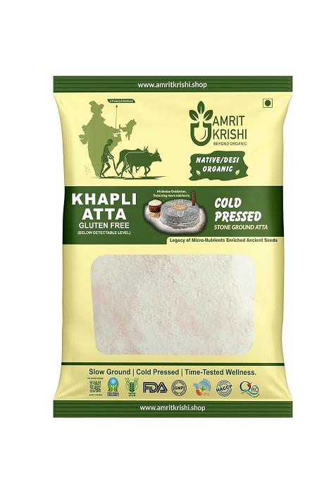 Amrit Krishi Organic Khapli Atta 1Kg - Gluten-Free, High Fibre, Rich In Protein & Micronutrients, 100% Heritage Desi Wheat Flour