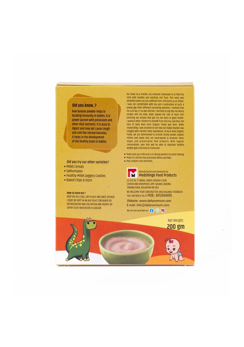 Daily Num Num Cereals For Kids | Instant Banana Rice Cereal | No Salt, No Sugar Ragi Cereals | Healthy Raw Banana Baby Food | No Milk Powder | 200G Pack