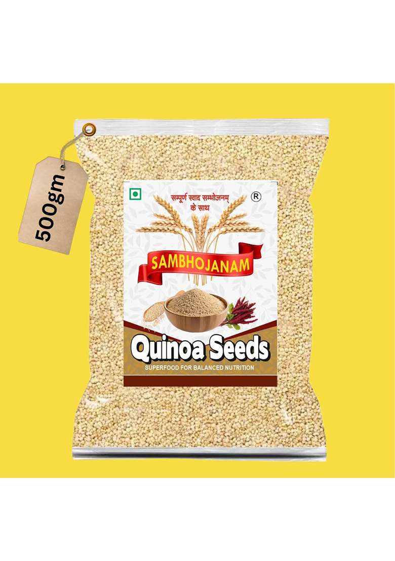 Sambhojanam White Quinoa Seeds_500Gm | Quinoa Ke Beej Gluten Free Superfood For Balanced Nutrition| Protein-Rich Quinoa For Healthy And Delicious Breakfast (500Gm) - Indya
