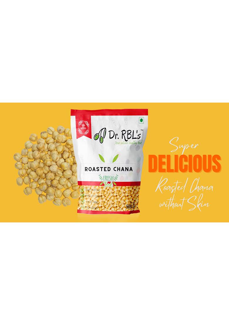 Dr. Rbl'S Roasted Chana (Without Skin) | Roasted Chickpeas/Bhuna Chana | High Protein, Low Fat, Fiber-Rich Snack