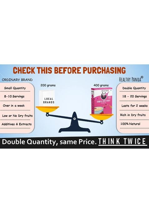 Healthy Panda Rava & Dryfruit Porridge Mix |400G| – Blended With |Dates-Almond & Elaichi|, Nutrient-Rich Sooji Rava & Dry Fruit Powder, Ideal For Kids, Nutritious Kids Cereal For Overall Growth & Development.